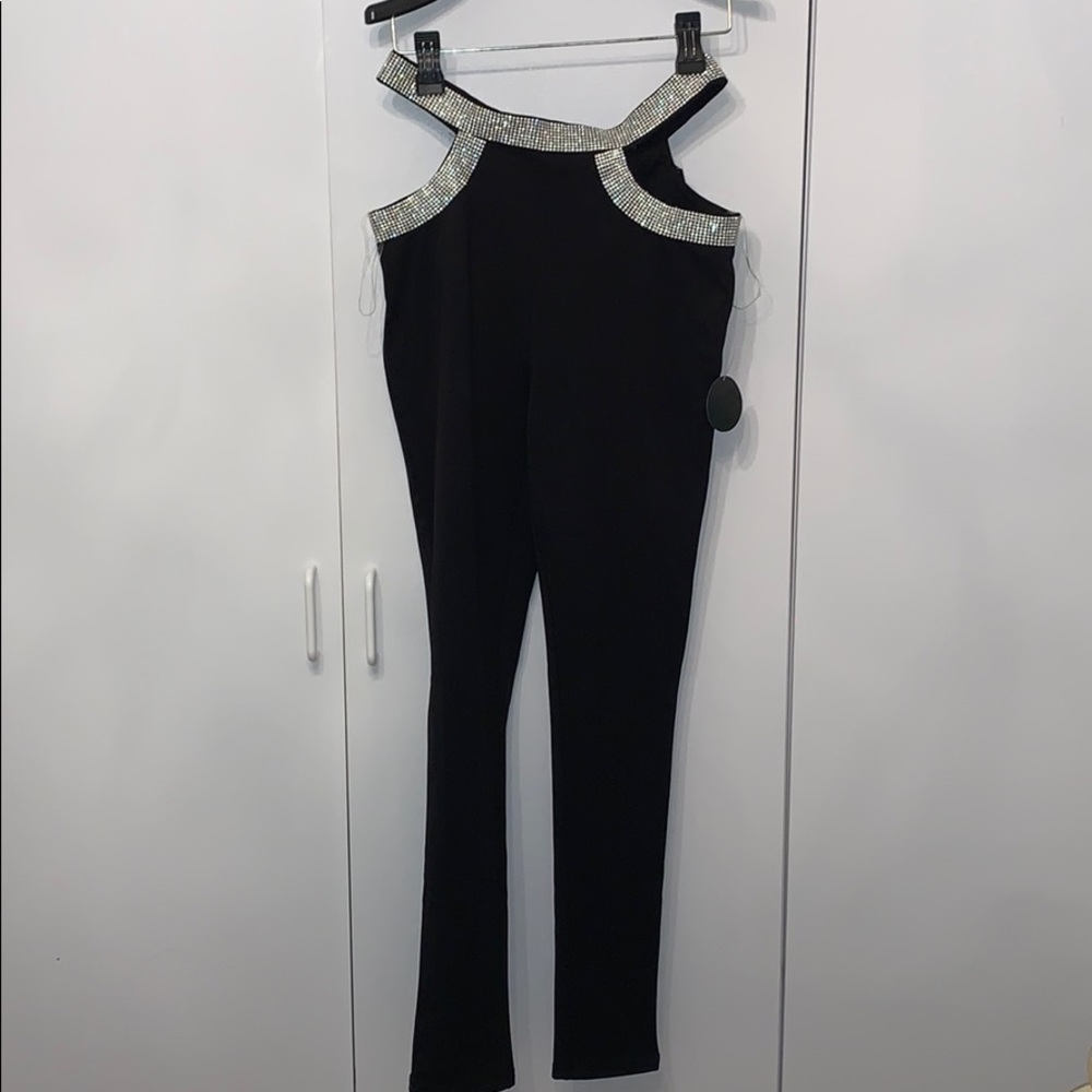 Rhinestone cut-out pants